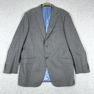 J Hilburn‎ Blazer Mens 43 L Grey Striped Wool Vitale Barberis Canonico Italy